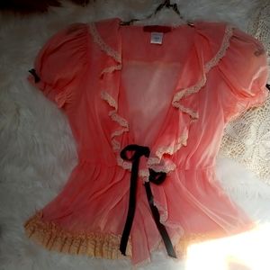 Betsey Johnson Pink Bed Jacket /Top